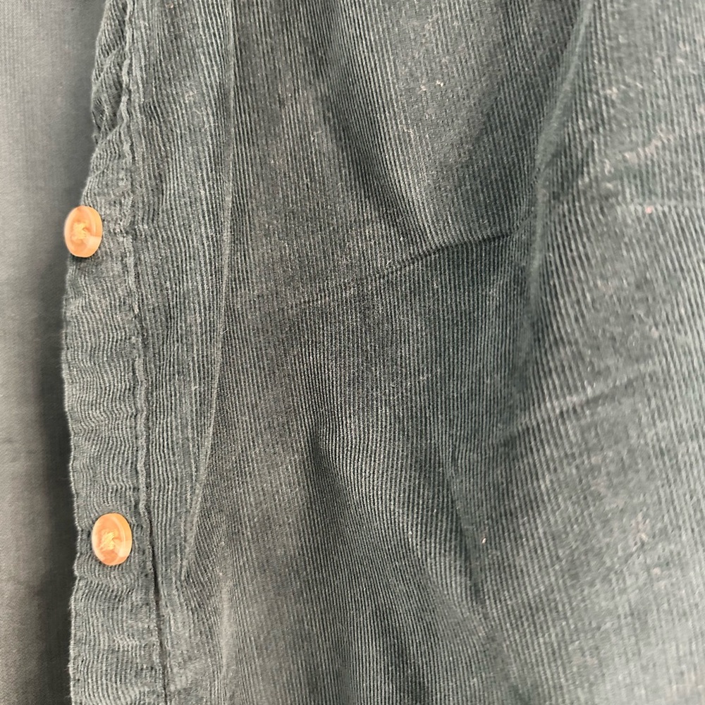Wonderly Corduroy Button-Down Ruffled Shirt Women’s Green Size S - Picture 3 of 5